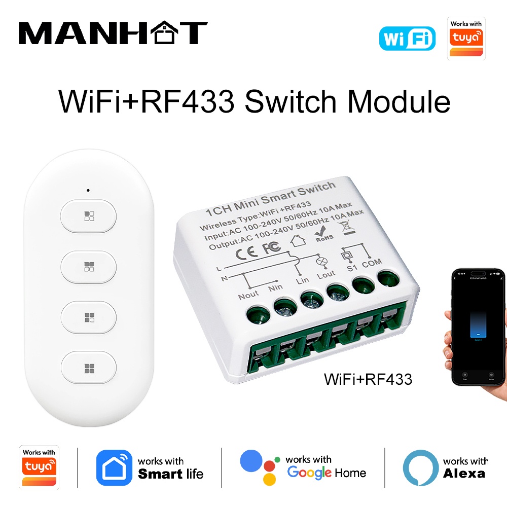 Smart Home Automation Diy - Interrupteurs intelligents Tuya WIFI 10A, interrupteurs