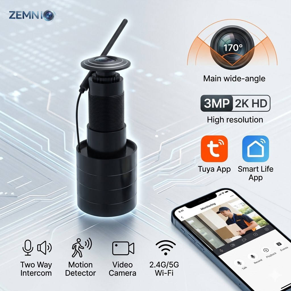 Smart Doorbell Wired - Caméra de porte intelligente ZEMNIO 2K