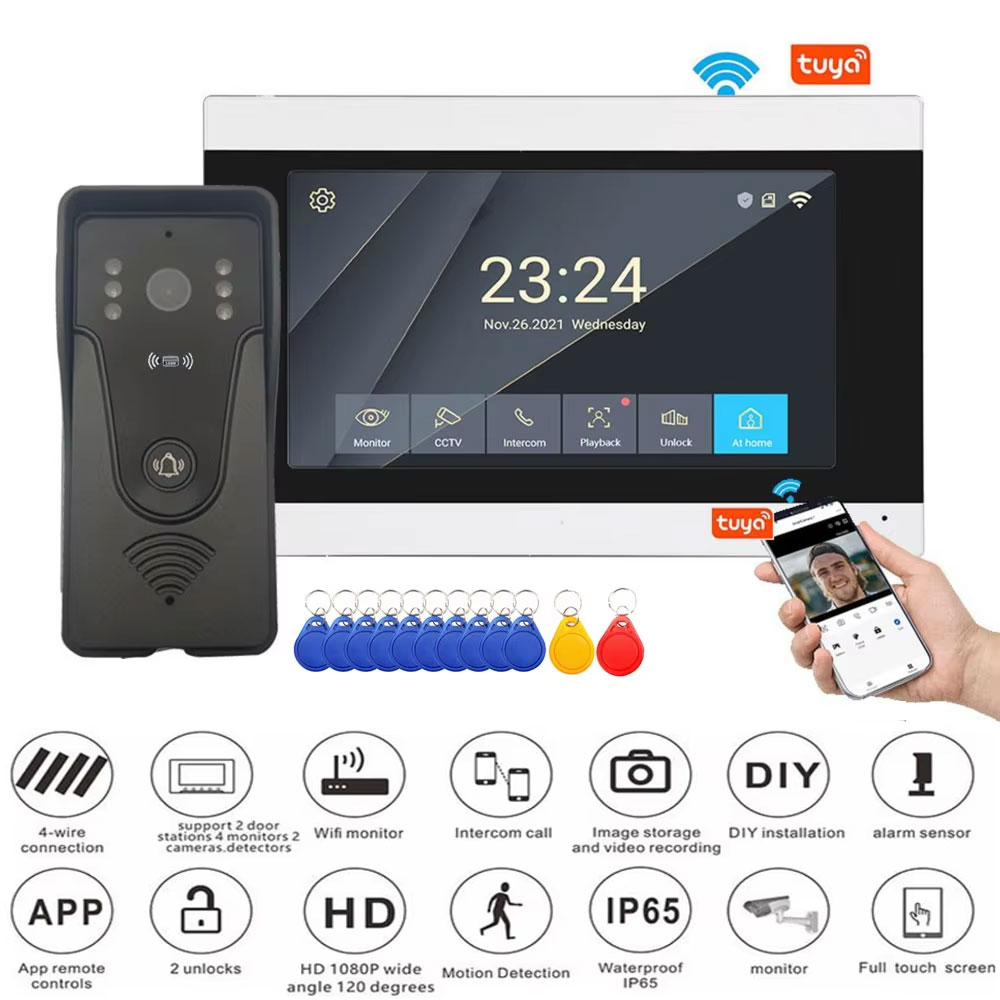 Smart Doorbell Wired - Tuya-Sonnette vidéo sans fil à écran